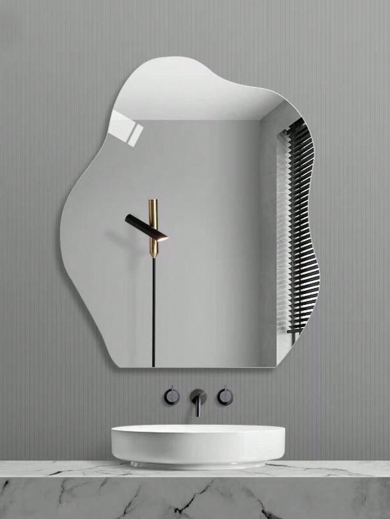 مرآة حائط بشكل سحابة من الأكريليك، مرآة حمام لاصقة...