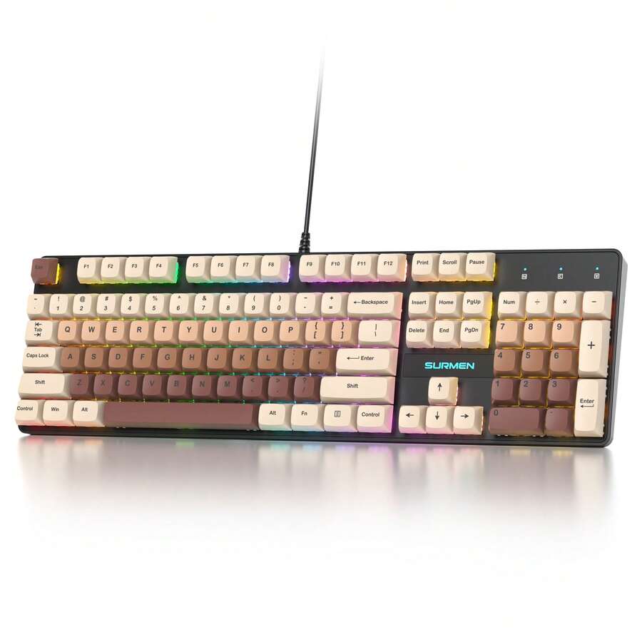 Wired Full Size Mechanical Keyboard 104 Keys Creamy Keyboard With ...