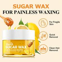 Sugar Wax Hair Removal Set (Five Hair Removal Papers + Three Sticks), No Required, Gentle And Painless Hair Removal, Suitable For All Body, Containing Honey, Maltose, Mild Formula, Alcohol-Free, Non-Irritating To The Light Beige