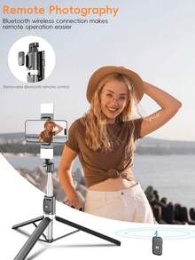 Palo de selfie inalámbrico Bluetooth STICKMAG de 74CM/29.1in, equipado con luz de belleza LED de tres velocidades ajustables, trípode giratorio de 360° de acero inoxidable antivibración, para sujetar en mano o de pie, compatible con iPhone 16 15 14 13 12 11e/Max/Pro/Xs/Xr/X/Plus y Galaxy S25/S24/S23/S22Ultra