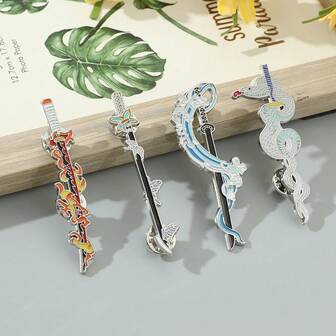 1pc Exquisite Cartoon Anime  Surrounding Kamado Tanjiro Personalized Fashion Weapon Brooch Bag Decoration Suitable For Daily Wear Or As A Gift