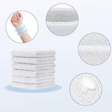 Pulseras Deportivas Antisudor (3 Pares/Algodón): Engrosadas Unisex, Ideal para Béisbol/Baloncesto/Gimnasio - Blanco - Ver 1