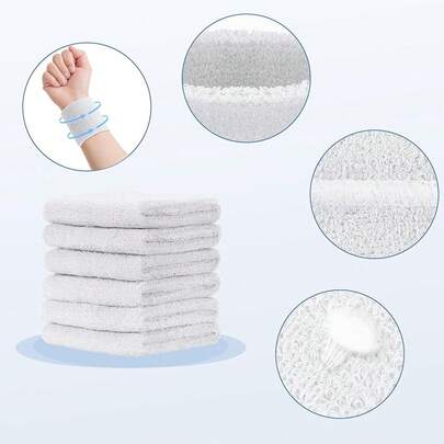 Pulseras Deportivas Antisudor (3 Pares/Algodón): Engrosadas Unisex, Ideal para Béisbol/Baloncesto/Gimnasio