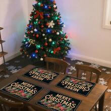 1 buc/4 buc/6 buc/100 buc Covorașe imprimate pentru cadouri de Crăciun, Covorașe termoizolante, Potrivite pentru decorarea casei, mese de sărbători, decorarea bucătăriei și a petrecerilor, Covorașe pentru petreceri, Pot fi oferite cadouri de Crăciun