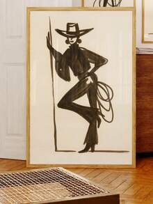 1pc Unframed, Minimalist Cowgirl Wall Art Brown Western Woman Poster Trio Modern Line Art Rodeo Print - Multicolor - View 5