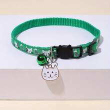 Customized Cat Dog Collar With Free Metal Paw Print Charm - Engraved Name Tag, Cute Kitten Print Adjustable Pet Collar With Bell, Bling Diamond ID Tag Gift For Pet Lovers, Durable Polyester Safety Collar, Anti-Loss Reflective Gear, Playful Animal Design, Easy-Clean Material With Custom Pet Info Engraving - Multicolor - View 8