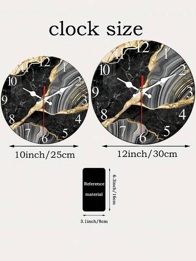 Grijs Zwart Marble Textured Tempered Wooden Wand Clock, icaptly 4mm Thickened, Silent Sports Quartz Living Room, Bedroom, Dining Spirit Home ation Hanging, Ideal 10"12"( out Battery) Room view 8