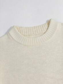 Grey Crew Neck Casual Knit Sweater For Women