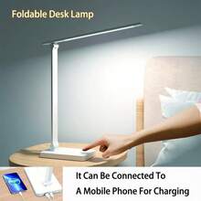 1pc Touch Control Table Lamp, Support Mobile Phone Charging, Three Levels Of Brightness Adjustment Desk Lamp, Suitable For Office Work And Reading - White - View 3