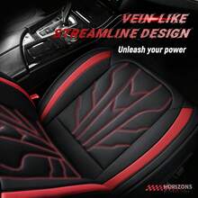 Universal Seat Covers Full Set, 5 Seats Seat Covers For Cars, Waterproof Pu Leather Car Seat Covers, Auto Protectors Fit For Most Sedans SUV Pick-Up Truck - 黑紅 - 查看 4