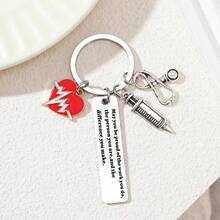 1pc Electrocardiogram Graduation Thank You Gift Stainless Steel Keychain, Nurse/Doctor/Colleague Gift Halloween Accessories Teachers Day