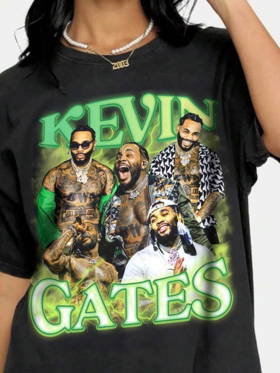 Limited Kevin Gates Shirt, Kevin Gates Unisex Y2k Clothing, Kevin Gates Castro Shirt For Fan, Vintag - 黑色 - 查看 1