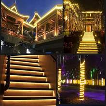 UT Solar LED Strip Lights Outdoor, 32.8ft 560 LEDs, Solar Powered Blue Light LED Strip With 8 Lighting Modes IP67 Waterproof 2835 SMD Rope Lights For Garden Trees Christmas Party Decor-38086 - 暖白 - 查看 3