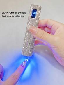 Rechargeable Nail Lamp, Embedded With Sparkling Rhinestones, Portable Handheld UV-LED Light, With Display Screen, 20s And 60s Timer, Suitable For Nail Salon And Home Use. - White Diamond - View 4