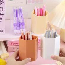 1/2/3pcs Minimalist Hexagon Pen Holder, Office & Student Desk Organizer, Luxury Minimalist Style Large Capacity Desk Decor & Stationery Storage, Suitable For Home, Office, And School