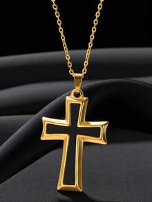 Jesus Cross Necklace For Men Vintage 18K Gold Plated Stainless Steel Necklaces Vintage Goth European & American Fashion Men's Jewelry Accessory Daily Party Wear Birthday Christmas Gifts
