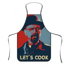 1pc "Let's Cook" Printed Apron, Durable Polyester Material, Suitable For Cooking, Barbecue, Gardening, Painting, Manicure, Unisex, Indoor And Outdoor Use