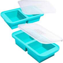 2 Cup Silicone Freezer Tray With Lids, Storing Lasagna, Leftovers, Sauces, Portioned Meals And More, Silicone Soup Freezer Molds Meal Prepping - Aqua - 2 - Pack - Aqua + 2 件裝 - 查看 2