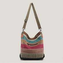 Sac à bandoulière pour femme, sac hobo en toile, sac à main, sac à bandoulière multicolore avec poignée - Multicolore - Voir 1