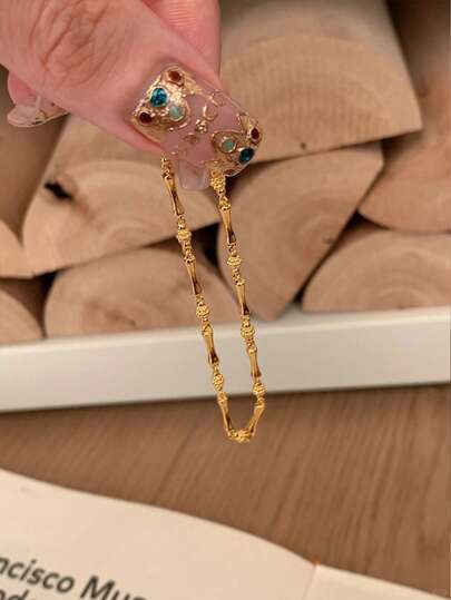 1 st minimalistiskt armband i bambu-knut 925 sterlingsilver, elegant smyckepresent till kvinnor, flickvän, dagligt accessoar