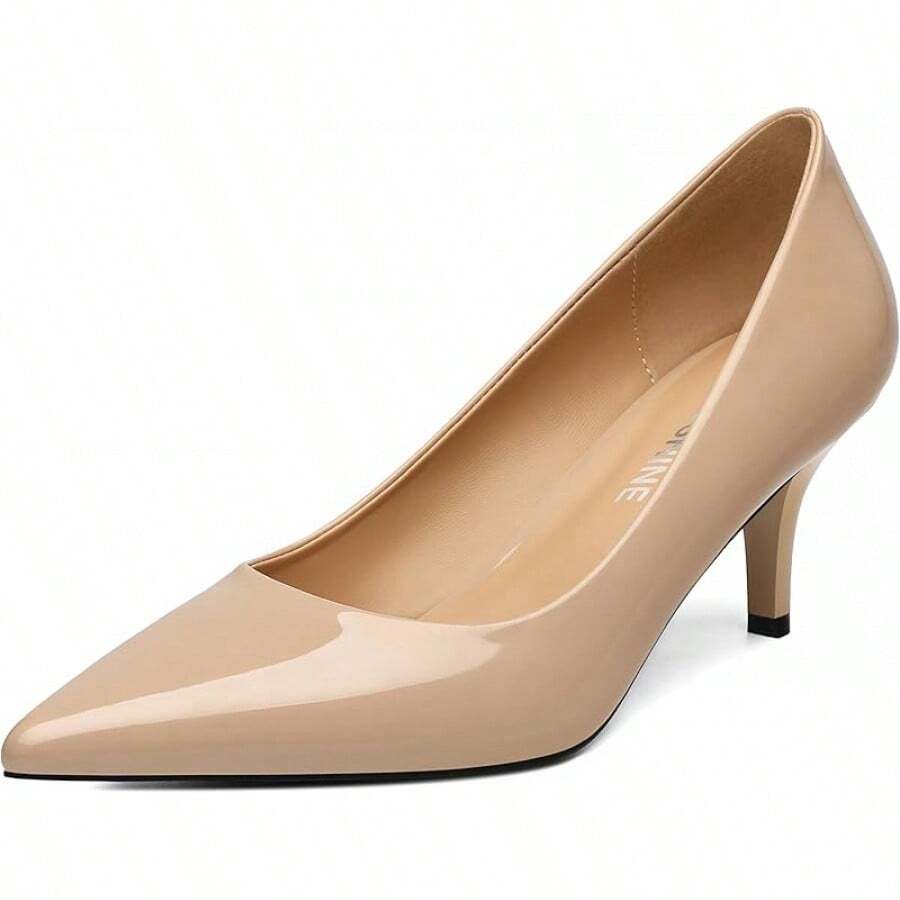 Women's Pumps Pointed Closed Toe Low Heels Dress Shoes For Work Business Office Wedding Casual 2.3 Inch-20256688 - Khỏa thân - Xem 1