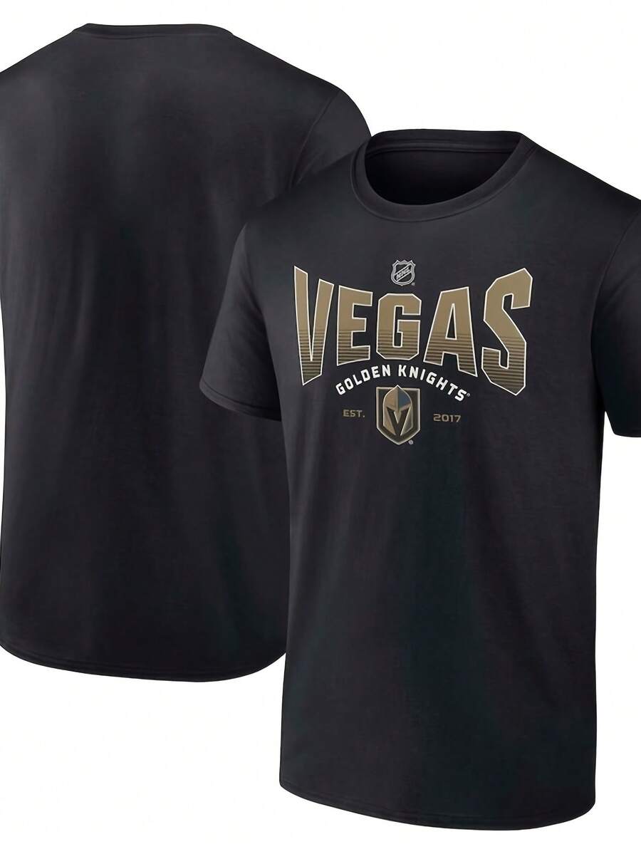Vegas Golden KnighFanatics Statet T-Shirt - Black220G Classic Pure Cotton T-Shirt - The Perfect Combination Of Casual And Sporty Black Top For Both Men And Women, Suitable For Daily Wear And Gym, Is A Warm Gift For Husband And Wife - Đen 9 - Xem 1
