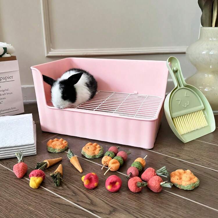 Caja de de conejo para entrenamiento de conejo, bandeja de de esquina viene con forros de conejo, almohadillas para orejas de orina de conejo, ropa de cama de animales - 1 - Añade 6