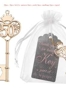 24 pezzi Apribottiglie a forma di chiave, regali per feste di compleanno di 15, 18, 21, 30, 40, 50, 60, 70, 80, 90, 65, 75, 85 anni, regali apribottiglie per birra, regali commemorativi per anniversari, decorazioni per feste, forniture per feste di Ognissanti e Natale - Multicolore - Visualizzare 12