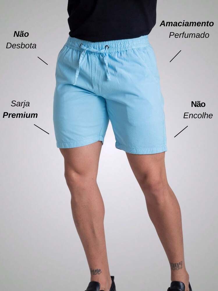 Men's Shorts Premium Twill Fabric Bermuda Comfort Denim TROPEZ - 淺藍色 - 查看 2
