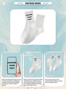 1 Pair Of Customized Crew Socks,Custom Face Socks, Couple Socks,Custom Photo Sock, Custom Printed Socks, Personalized Funny Face Socks, Custom Picture Socks, Put Any Face On The Socks, Anniversary Gift, Valentine Gift, Birthday Gift, Wedding Gift, Mother's Day Gift, Father's Day Gift, Best Friend Gift - White - View 3