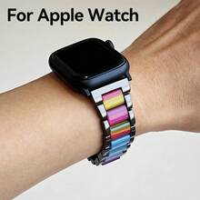 Stainless Steel Metal Watch Band Compatible With Apple Watch, Suitable For Office, Fitness, Party, Women/Men Fashion Rhinestone Design, Fits For Apple Watch S10/Ultra 1/Ultra 2/S9/S8/S7/S6/S5/Series 4/SE, 40mm/41mm/42mm/44mm/45mm/46mm/49mm Dial Size, Includes Strap Removal Tool For Easy Adjustment