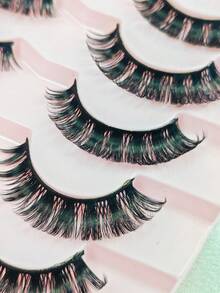 Hinarin 7 Pairs D Curl Russian Strip Lashes Wispy Fluffy Volume False Eyelashes Thick Dense Eyelashes Curly Dramatic Cross Faux Mink Eyelashes Extension Makeup