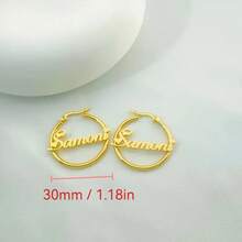 Pendientes de aro con nombre personalizados de acero inoxidable, diseño elegante en forma de corazón personalizado, regalo de joyería de moda para ella, aros con nombre de estilo bohemio vintage y lindo, perfectos para bodas y el Día de San Valentín