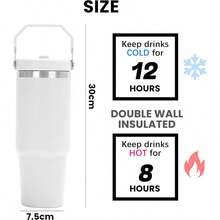 6 Pack 30oz Tumbler With Handle And Flip Straw Lid Double Wall Insulated Travel Coffee Mug Stainless Steel Vacuum Insulated Coffee Tumbler Cup For Hot And Cold Beverages,Leak-Proof - 白色 - 查看 2