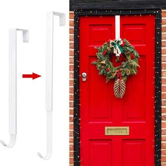1 件可调节 15-25 英寸圣诞花环挂钩，重型前门花环支架，带 20 磅升级花环挂钩支架，适用于圣诞装饰