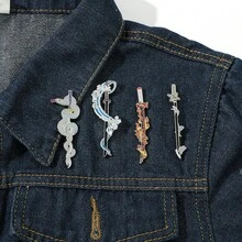 4件套鬼灭之刃灶门炭治郎胸针套装，独特时尚的鬼灭之刃剑士武器模型胸针，适合装饰背包或日常佩戴，可作礼物。 - 彩色 - 查看 7