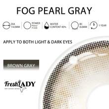 FRESH LADY 1 par Freshlady Fog Pearl Grey 14,0 mm färgade kontaktlinser, 1 år, engångsbruk - Grå - Visa 6