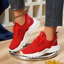 Mesh Platform Shoes Lace-Up Design Breathable And Shock-Absorbing Daily Activities, Casual Walks Comfortable And Lightweight Practical Shoes