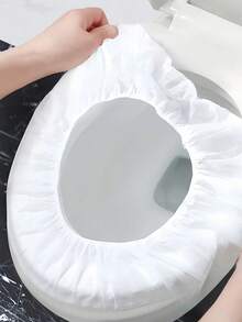 50pcs Disposable Non-Woven Toilet Seat Covers, Portable Travel Toilet Mat, Waterproof Toilet Paper Pad, Essential For Travel & Business, Bathroom Decor, Summer