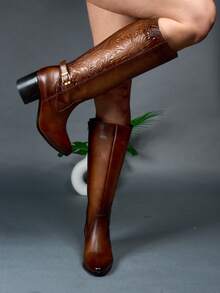 Women Knee-High Boots - Camel - View 3