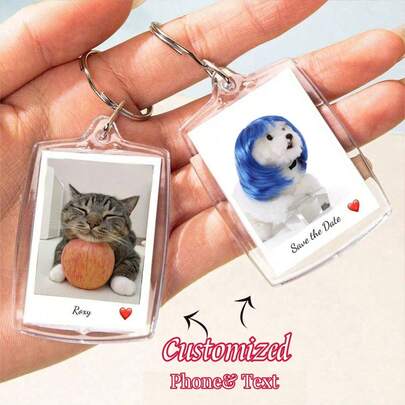 1 pièce/2 pièces Porte-clés personnalisés avec photo et texte, porte-clés en acrylique personnalisés, porte-clés avec motif animal de compagnie personnalisés, anneaux porte-clés photo. Cadeaux pour la Saint-Valentin, anniversaire, couple. Colorés, mignons, intéressants, unisexes, décontractés, personnalisés, uniques. Cadeaux idéaux pour lui, elle, son petit ami, sa petite amie, la famille, les amis et les fournitures scolaires