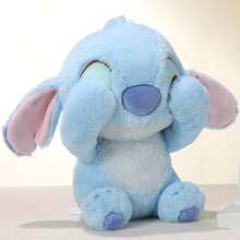 名创优品迪士尼史迪奇莉萝毛绒玩偶，可爱史迪奇毛绒填充玩偶，家居沙发卧室装饰配件，圣诞节儿童生日礼物，32厘米/12.6英寸 - 藍色 - 查看 5