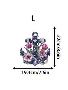 1pc/2pcs/3pcs Ship Anchor & Floral Combination Heat Transfer Stickers, Suitable For DIY Hoodies, T-Shirts, Sweatshirts, Jeans, Backpacks, Tote Bags, Pillowcases And Retro Baseball Caps. Durable Washable Plastic Stickers For Crafting And Decorating - Easy To Iron, Perfect Gift For Crafters And DIY Enthusiasts