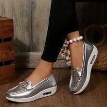 Womens Shoes Walking Flats Non Slip Dressy Occasions Driving Lightweight Flexible Comfort - Silver - View 4