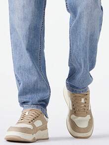 CAMEL CROWN 男士直筒牛仔裤男秋季三防弹力宽松舒适棉质手感 - 中藍 - 查看 3