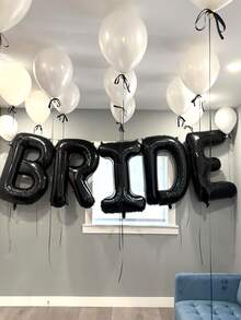 5 件/套 40 英寸巨型 BRIDE 铝箔气球、黑色字母气球、黑色 BRIDE 铝箔气球横幅，适用于订婚、新娘送礼会、单身派对、新娘送礼会礼物、成为新娘派对、婚礼单身派对装饰、婚礼装饰 - 彩色 - 查看 7