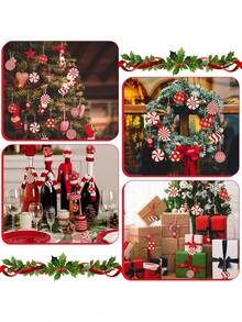 12 piezas Adornos de Bastón de Caramelo Navideños - Caramelos, Bastones, Adornos Navideños para Árbol, Decoraciones Navideñas para el Hogar, Bolas Navideñas, Decoración Colgante de Madera para Árbol de Navidad, Bastones de Caramelo, Decoraciones Navideñas, Adornos para Árbol de Navidad, Tallas de Madera de Árbol de Navidad, Bastones de Caramelo, Navidad con Menta, Recortes de Bastón de Caramelo para Decoración de Fiesta en el Hogar, Navidad 2025 (Estilo de Caramelo)