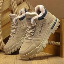 Botas de nieve de invierno para hombre, casuales y versátiles, cálidas y de moda, adecuadas para deportes al aire libre. Con textura similar al gamuza, diseño por capas, estética vintage, costuras detalladas, duraderas y resistentes