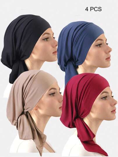 4 قبعات قطنية مطوية للنساء، قبعات طويلة الذيل للسيدات للارتداء اليومي