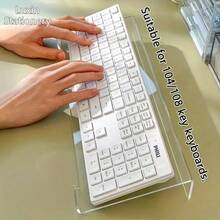 1 pieza Soporte ergonómico de teclado de acrílico, disponible en tamaños de 78 teclas y 108 teclas, esencial para trabajadores de oficina a largo plazo, diseño inclinado para una escritura cómoda, a prueba de polvo, ideal para uso doméstico y de oficina, diseño moderno para un almacenamiento fácil, bandeja para teclado, adecuado para trabajadores de oficina, programadores, redactores y aquellos que usan teclados durante períodos prolongados